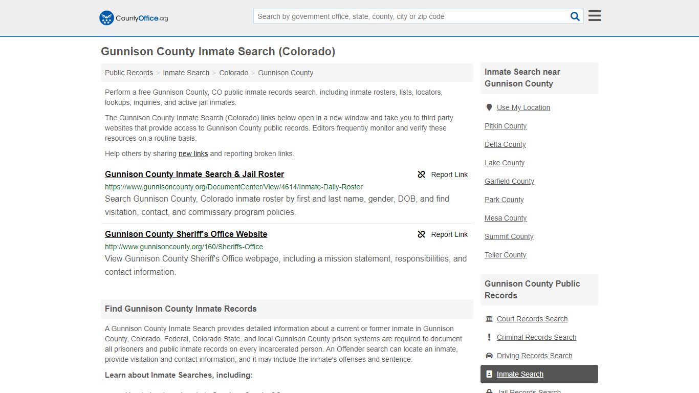 Inmate Search - Gunnison County, CO (Inmate Rosters ...