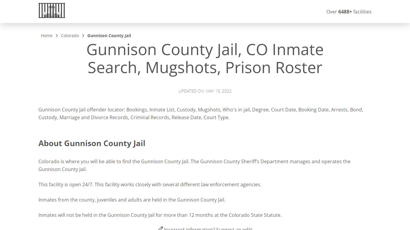 Gunnison County Jail, CO Inmate Search, Mugshots, Prison ...